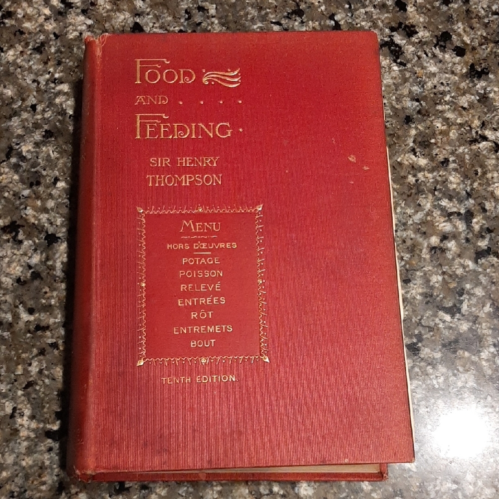 Vintage Red Hardcover Book - 'Food and Feeding' by Sir Henry Thompson